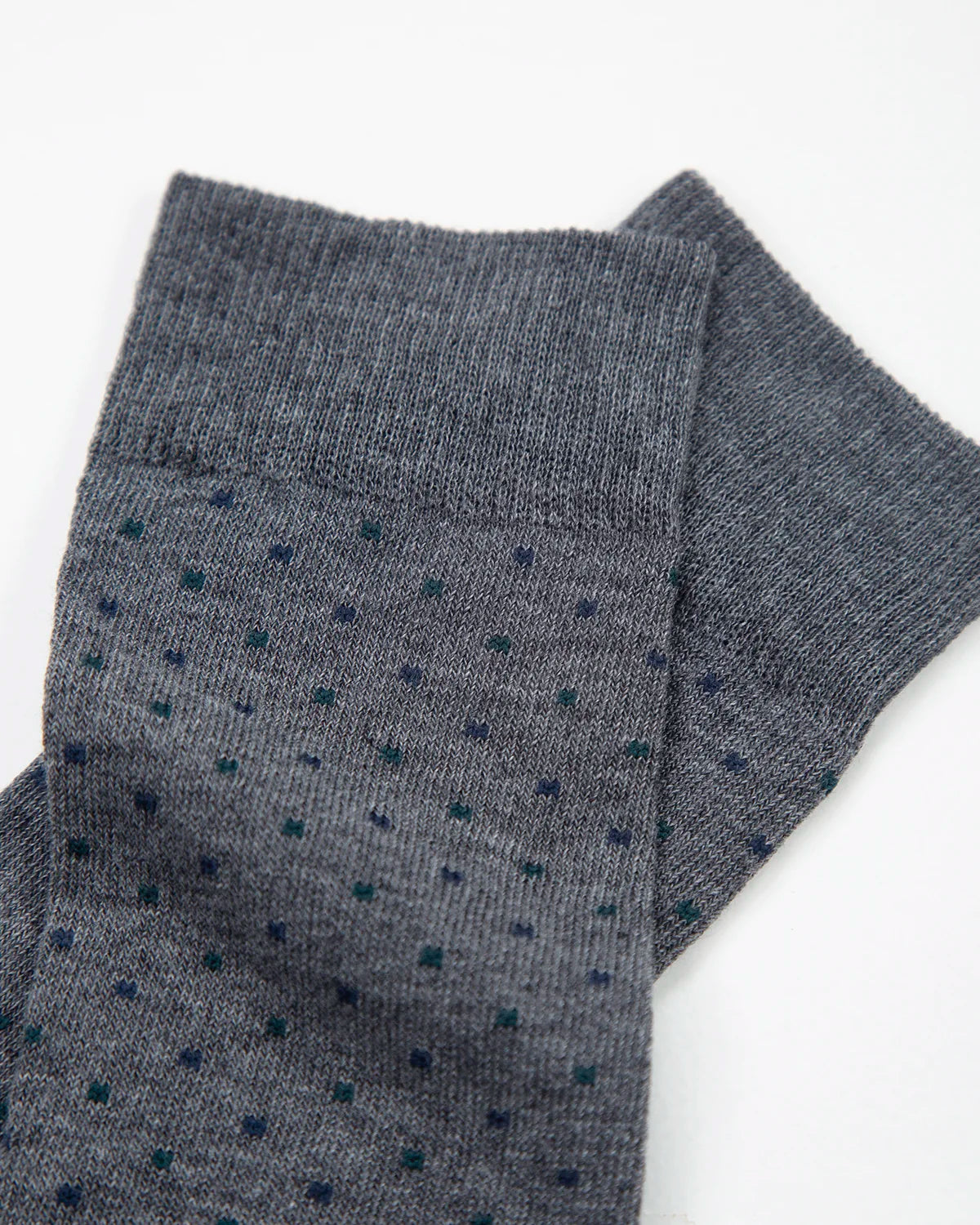 Medias Algodón Minicuadros Verde Azul - Fondo Gris